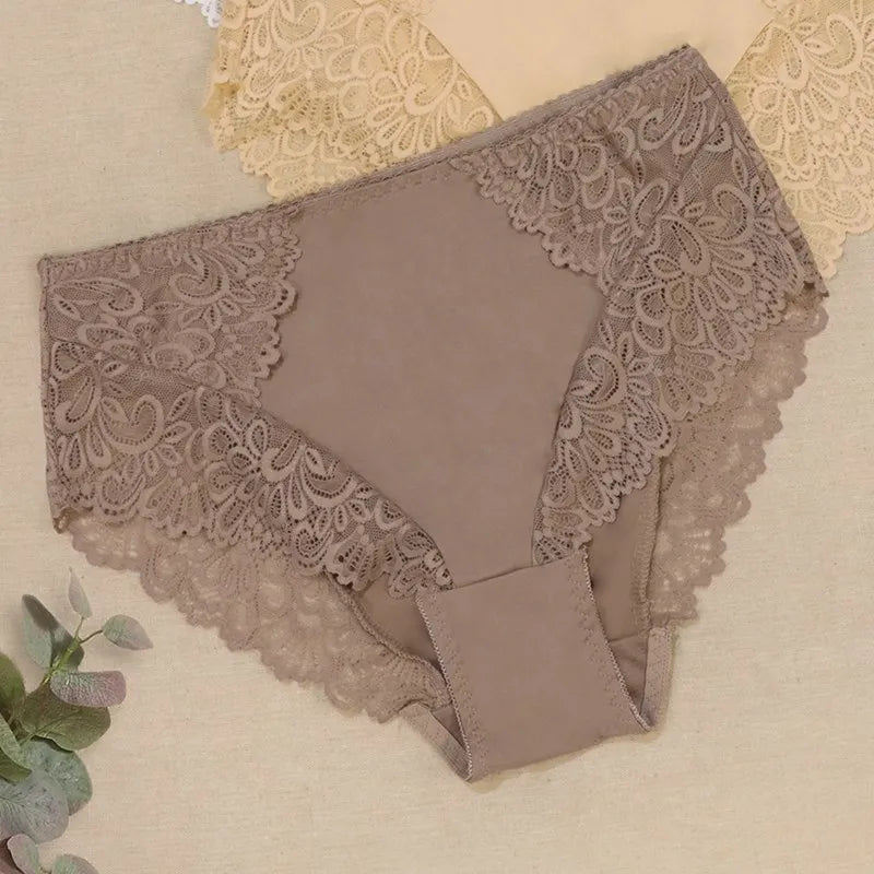 Beauwear Women Luxury Sexy Lace Panties Floral Transparent Nylon Breathable Briefs Underwear Female Bragas Pretty Lingerie