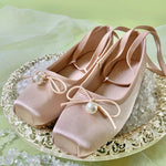 2025 Summer Cute Square Toe Ballet Flats Shoes Women with Riband Sweet Satin Slip On Comfortable sole Office Lady Daily Shoes