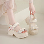 Silver Chunky Platform Sandals for Women Summer Wedge Heels Sport Sandals Woman Comfortable Thick Bottom Casual Sandles Female