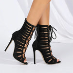 New Big Size 42 Sexy Thin High Heels Cross-tied Gladiator Sandals Women Elegant Black Dancing Party Shoes Stiletto Ankle Booties