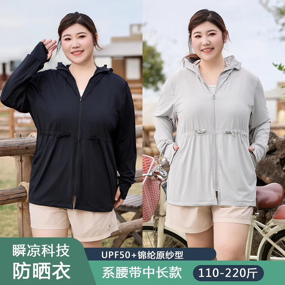 Ice Silk Long Sleeve Sunscreen Clothing 3XL 4XL UPF 50+ UV Protection Thin Breathable Sun-Proof Coat Ice Silk Sunscreen Jacket