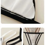 Women Triangle Bra and Panties Set Sheer Floral Lace Bralette Low-Rise Briefs Sexy Lingerie Set Removable Pads Ladies Underwear
