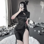 China Cheongsam Anime Sexy Lingerie Women Qipao Dress Costumes Cosplay Role Play Charming Side Open Design Porno Outfits