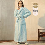 Autumn Winter Flannel Plus Size Robe Pajamas Thick Cozy Fleece Couple Bathrobe, Men Women Long Warm Loungewear,