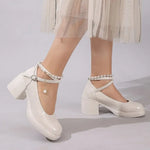 New Women Pumps Shoes Fashion Cross Strap Ladies Shallow Dress Mary Jane Shoes Female Elegant High Heel Footwear Platform Heels