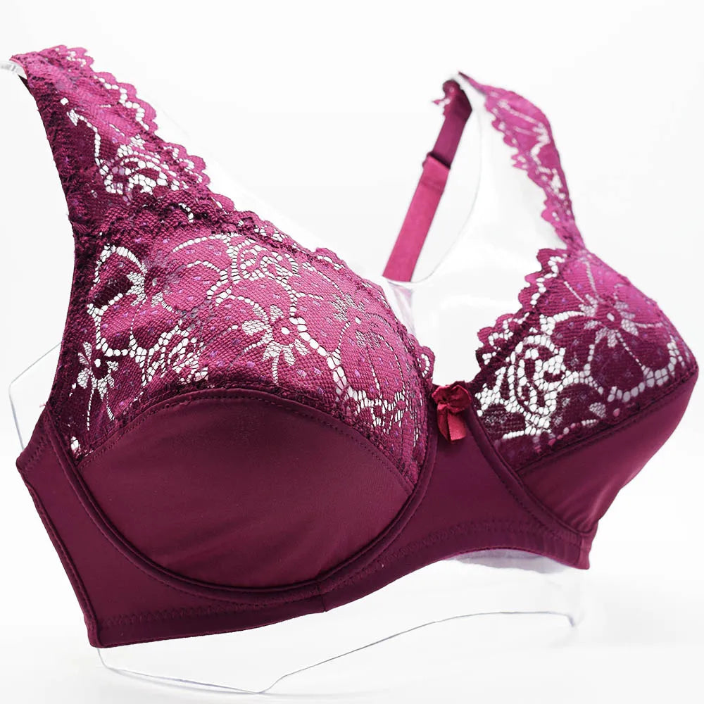 Womens Lager Bosom Lace Bralette Ladies Floral Unpadded Bra Sexy Lingerie See through Underwired Plus Size Brassiere Top