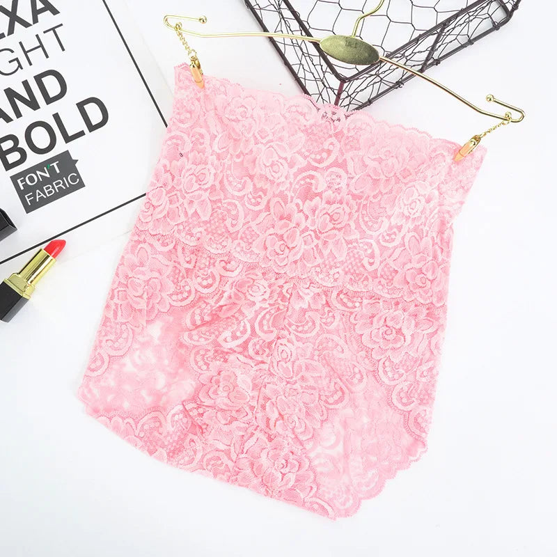 1pcs High-Rise Sexy Lace Briefs Comfortable Stretchy Semi Sheer French-Cut Panties Women's Underwear Breathable Lingerie S-3XL