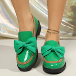 Plus Size 43 Bowknot Loafers Women 2026 Autumn Thick Sole Platform Oxfords Shoes Woman Comfortable Slip On Single Shoes Ladies