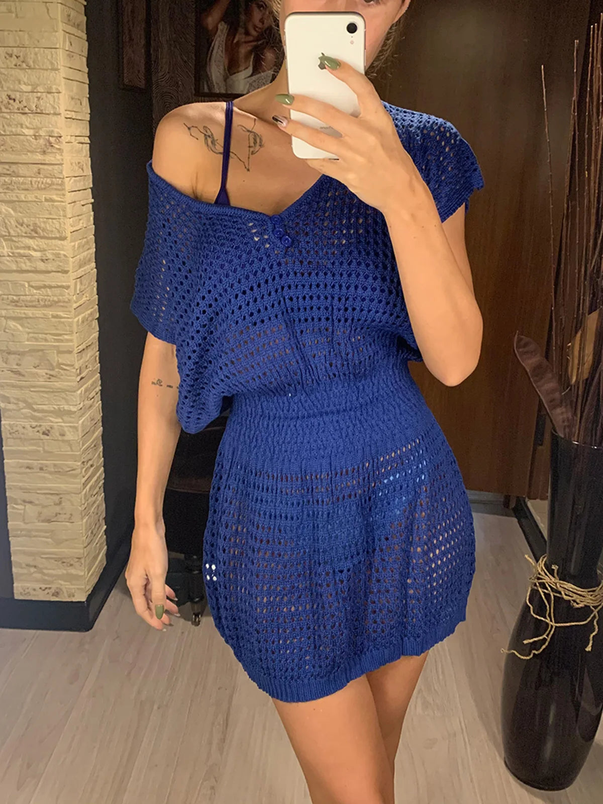 5 Colors New Crochet Knitted Beach Cover Up Dress Tunic Long Pareos Bikinis Cover Ups Swim Cover Up Robe Plage Beachwear V2053
