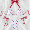 DEKA Women Cute Strawberries Print Bikini Set Sexy Thong Swimsuit Two Pieces Bathing Suit Swimwear