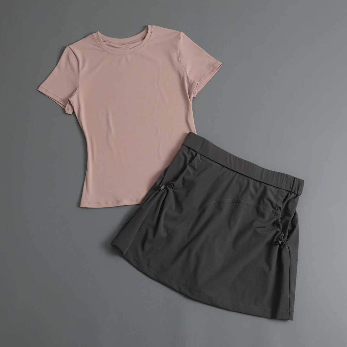 Summer Casual Yoga Sets Women Short Sleeve Loose T-shirt Sportwear High Waist Pocket Sports Short Skirt Fitness Running Wear