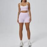 Seamless Yoga Sets Sports Fitness High Waist Hip-lifting Flared Pants Backless Bra Suits Workout Gym Leggings Sets for Women