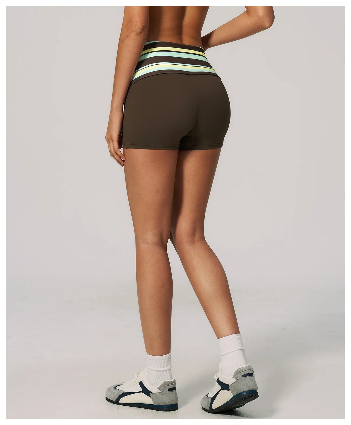 Summer Striped Polka Dot Contrast High Waist Yoga Shorts Hip Lifting Sports Tights Outdoor Workout Fitness Gym Running Pants