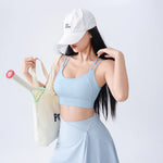 Women Fixed Cup Sports Bra Double Thin Strap Crisscross Back Wirefree Shockproof Yoga Fitness Back Closure Crop Top
