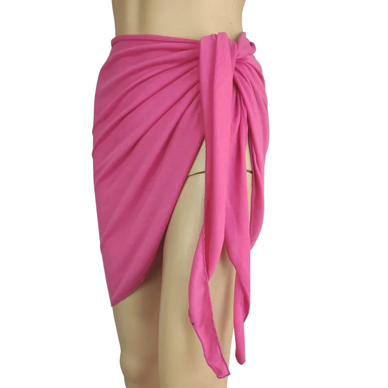 Women Beach Skirts Swimwear Summer Solid Bikini Cover Ups Shorts Pareo Wraps Sarong Skirt Swimsuit Beachwear Half Wrapped Skirt