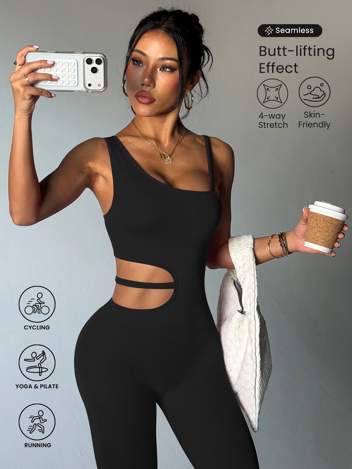 Beautiful back design, sexy one-piece yoga leggings, suitable for women's breathable quick-dry sports bodysuits