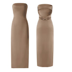 Women Evening Party Long Dress Backless Cut Out Strapless Straight Dress Summer Sexy Elegant Dresses