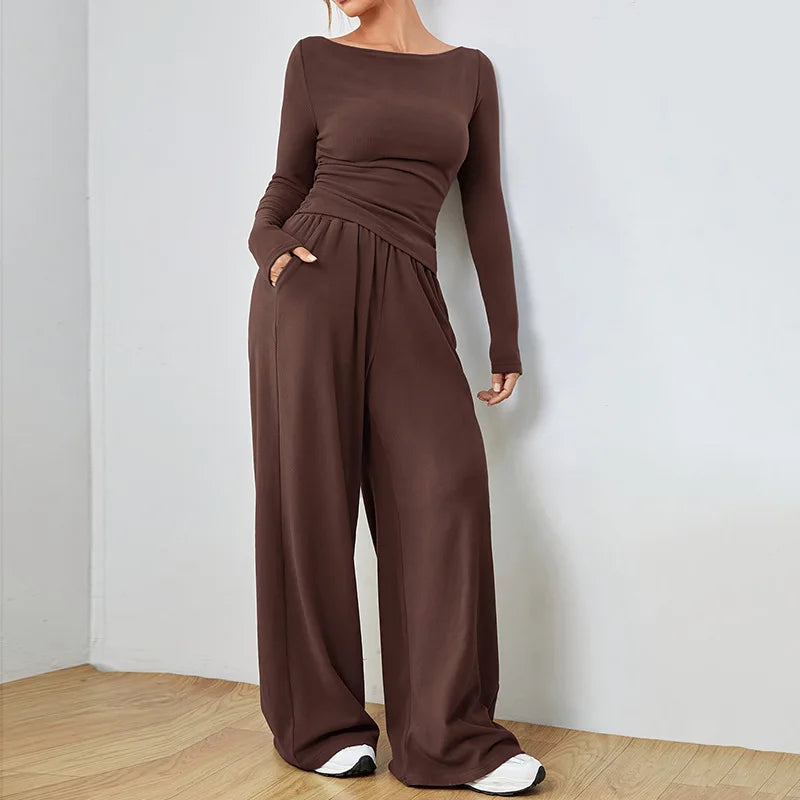 New Women's Home Clothes Sleepwear Loose Wide Leg Pants Two Piece Set Soft and Comfortable Sports and Leisure Fashion Set Hot