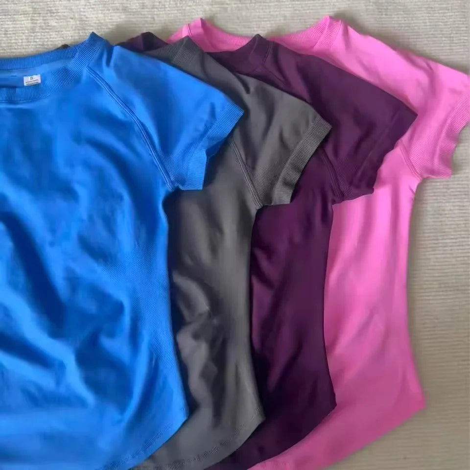Sport Shirt Women Fitness Impact Short Sleeve Top Gym Workout Yoga Blouse Quick Dry Breathable Running Tee Top