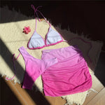 With Skirt Gradient Halter Bikini Female Swimsuit Women Swimwear Three-Pieces Bikini Set Padded Bather Bathing Suit Swim V7044