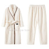 Men Women Jacquard Coral Fleece Bathrobe Autumn Winter Thick Warm Couple Sleepwear Soft Plush Loose Indoor Home Loungewear