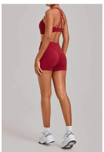 Women's Nude Yoga Sets Sports Cross Beauty Back Bra Hip-lifting Slim Fit Shorts Suits Running Fitness Workout Gym Sets