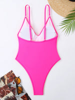 2026 Sexy Solid Swimsuit One Piece High Cut Swimwear Women V neck Backless Bathers Bathing Swimming Swim Suit Female Beachwear