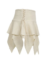 Summer Solid Color Gothic Mini Skirt Women Drawstring Elastic Band Short Y2K Skirt Irregular Hem Streetwear