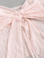 Bow knot Lace Halter Top for Women Summer Sexy Floral Pattern Off the Shoulder Backless V-neck Crop Top Y2K Clothes