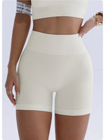 High-waisted Yoga Pant For Women, Designed To Lift And Shape, Tight-fitting With Solid Color And Ribbed Texture, Sports Shorts