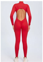 Women Sportwear Yoga Jumpsuit Zip Long Sleeve Back Open Outfit Fitness Tracksuit Tight One-piece Gym Overalls Sports Bodysuit