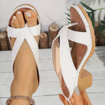 Mix Color Clip Toe Thick Heel Sandals Women Summer Cross Band High Heels Slippers Woman 2025 Lightweight Casual Flip Flops Mujer