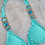 Halter Brazilian Rhintstones Diamond Bikini Women Swimsuit Female Swimwear Two Pieces Bikini Set Scrunch Butt Bathing Suit Swim