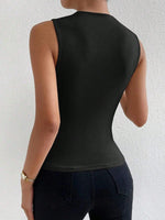Fashion Casual Mock Neck Ruched Tank Top for Women Summer 2024 Solid Color Pleated Sleeveless Tee Shirt Tshirt Streetwear Y2K