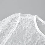 Woman Clothing 2026 O-neck Hollow Out High Slit Long Maxi Lace Dress Black Streetwear Ladies See-through Black T-shirt Dresses