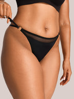 Plus Size Women Mesh Thong Panties Sheer Adjustable Strap Sexy High Cut Ladies Underwear