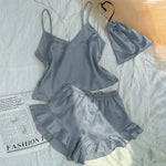 Women's Silk Comfortable Strap Sleepwear Thin Vest Shorts Home Clothes Set Sexy Sleepwear Breathable Lightweight Nightgown