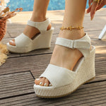 Summer Chunky Wedges Sandals for Women 10Cm Super High Heels Sandals Woman 2026 Casual Ankle Strap Platform Sandles Plus Size 43