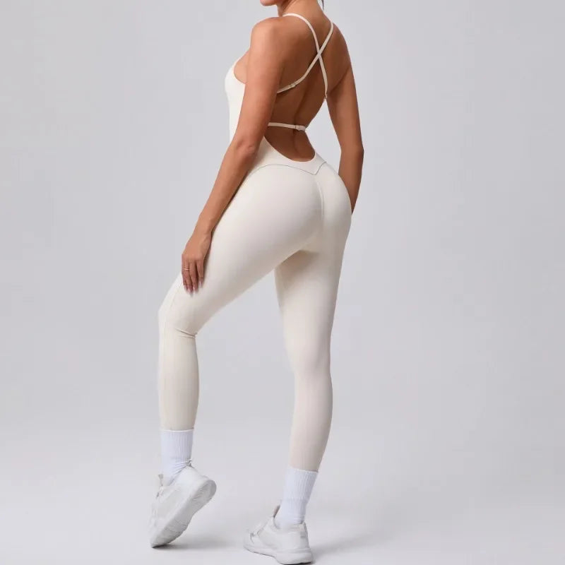 Women's Yoga Jumpsuits Sports Fitness Hip-lifting Cross Beauty Back Adjustable Straps One-piece Training Workout Gym Bodysuits