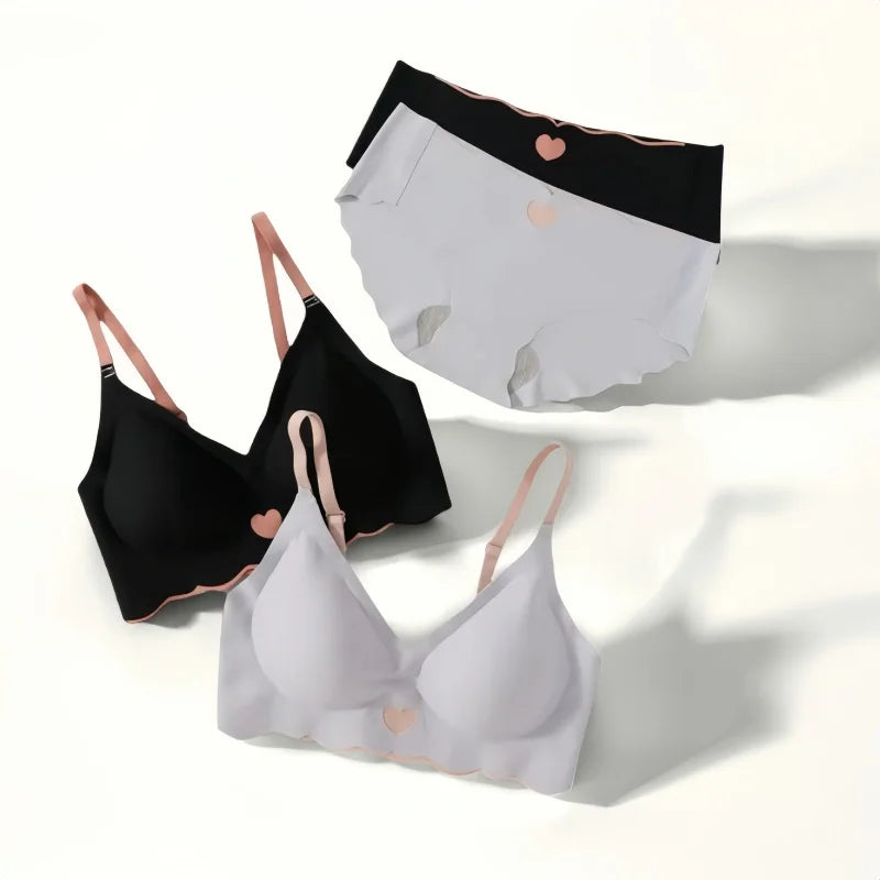 Women Push Up Bra And Panties Set Non-wire Bra Sexy Lingerie Set Low Waist Briefs Women's Comfy Underwear Set Female Intimates