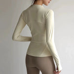 Women's Slim Fit Quick Dry Yoga Fitness Jacket Professional Running Sports Long Sleeve Top for Slimming Effect