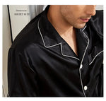 Men Satin Pajama Set Sleepwear for Man Summer Short Sleeve Button-Down Shirt & Shorts Pajamas 2 Piece Home Clothes Short Suit