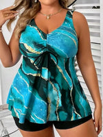 VigoJany 2026 Sexy Strapped 2 Piece Plus Size Tankini Set Women Print High Waist Curvy Swimsuit Brazilian Lady Big Bathing Suit