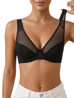 Thin Mesh Women Bra Solid Underwire Push up Bra Breathable Adjustable Straps Daily Lingerie