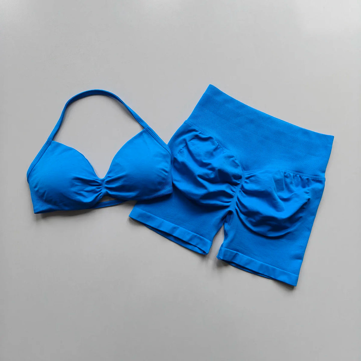 Women's High-Waist Yoga Set Sportswear Quick-Dry Breathable Backless Bra Gym Shorts for Summer Training Lifted Hip Sports Suit