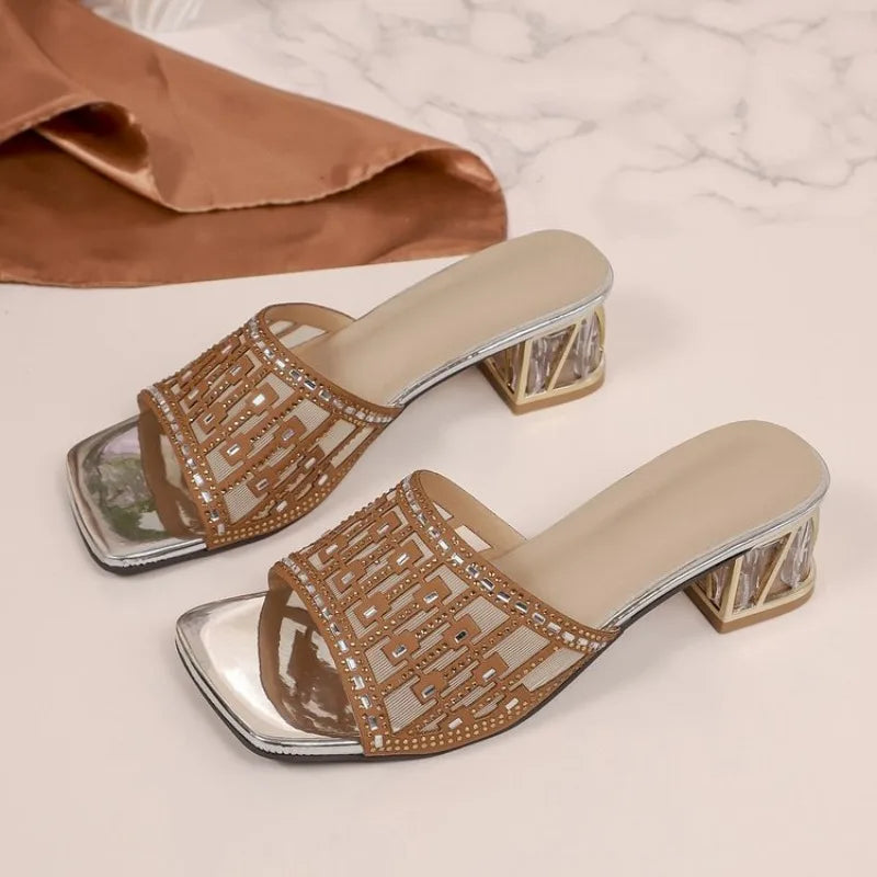 2026 New model Madam Leather Breathable and comfortable Summer New Fashionable High Heel Slippers 35-42