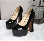 2022 New Model Catwalk Show 14CM High Heels Women's Banquet Party Round Toe Wear Single Shoes Large Size Women's Shoes 35-46