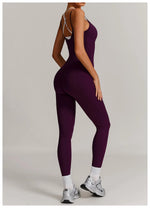 Yoga Jumpsuit Fake two color contrast halter sport jumps Women Push Up Gym Fitness Overalls Sport Outfit Sportswear Clothes 8843