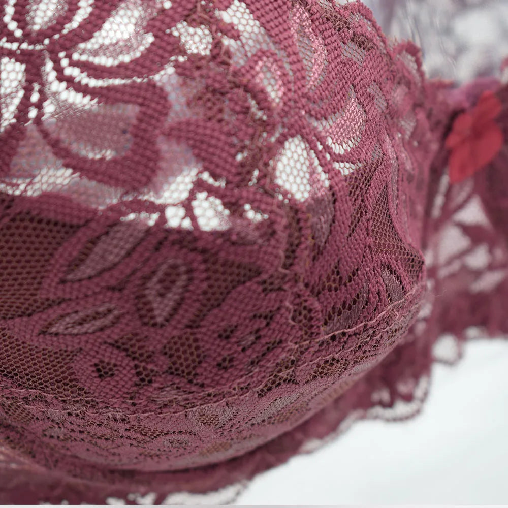 Sexy Lace Bra Plus Size A B C D Cup Underwire Gather Adjustment Plunge Lingerie Bras For Women Embroidery Underwear BH Top
