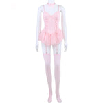Toucheart Lace Fancy Patchwork Garters Sexy Lingerie Girly Pink Corset Dress Stocking Matching Cute Sexy Uniform Lingerie New
